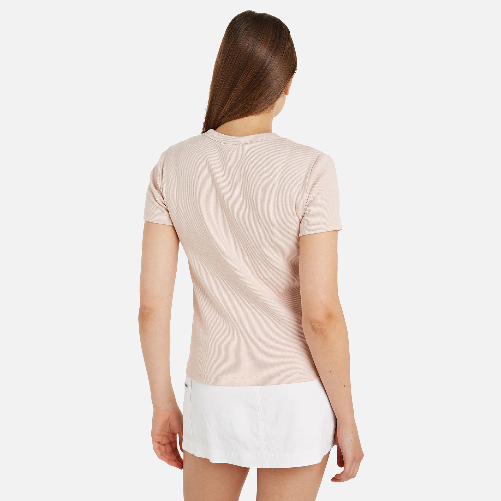 Calvin Klein Jeans Woven Label Rib Slim T-Shirt Sepia Rose