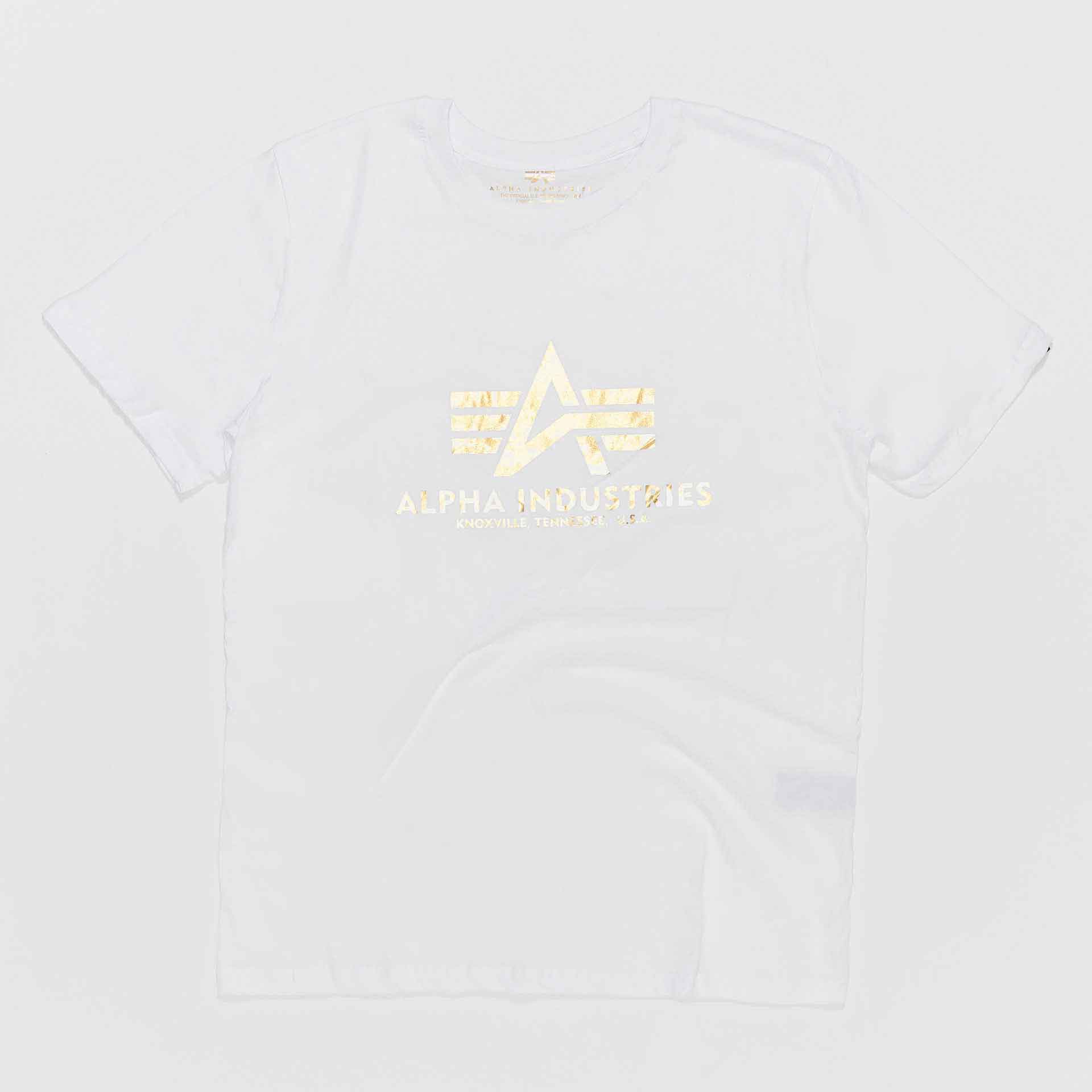 Alpha Industries Basic T-Shirt Foil Print White/Yellow Golden
