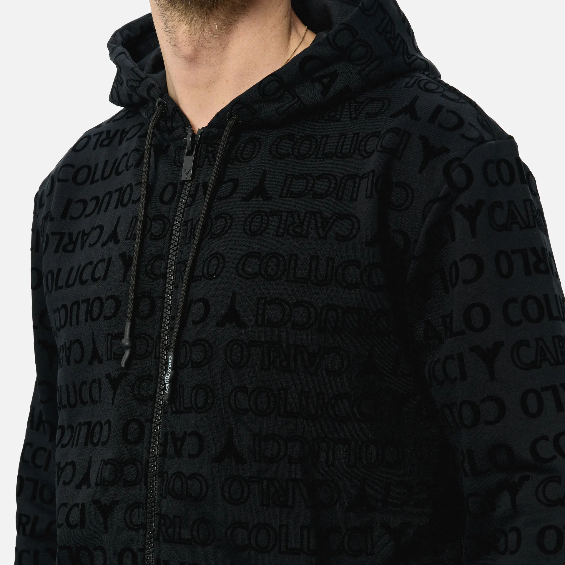 Carlo Colucci Monogram Flock Sweatjacket Black