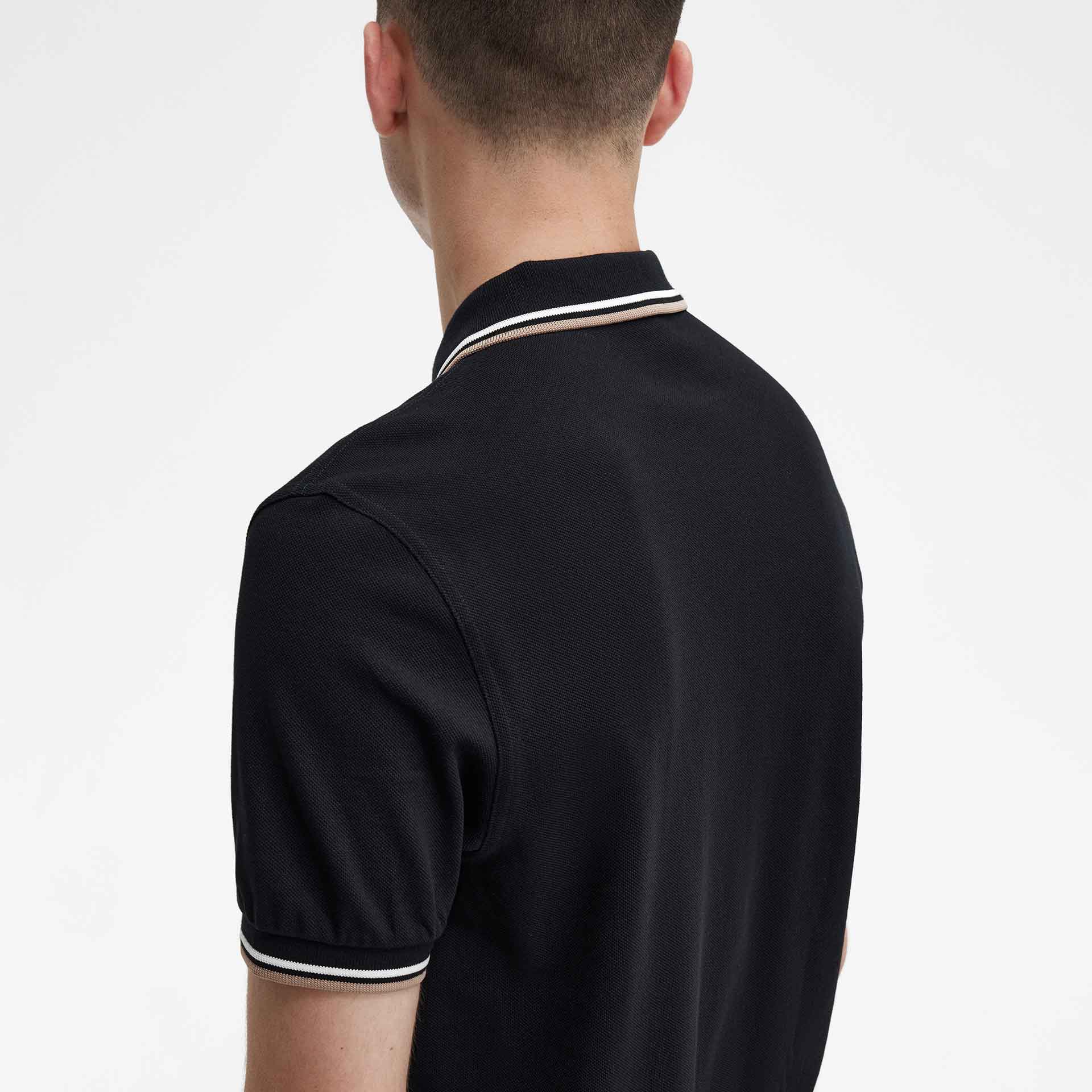 Fred Perry Twin Tipped Polo Shirt Black/Snow White/Warm Stone