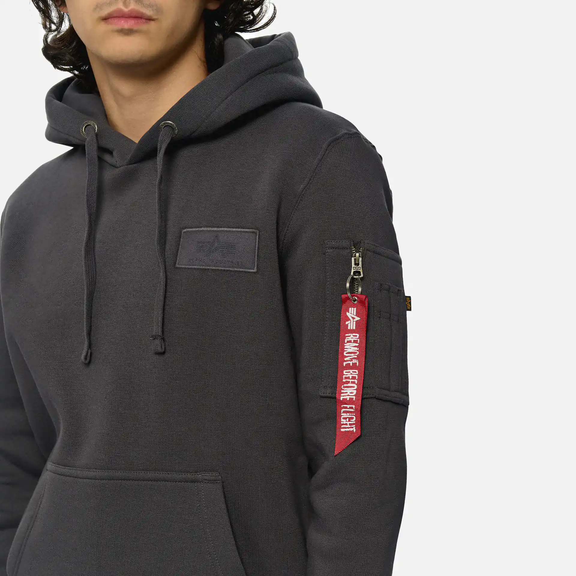 Alpha Industries Back Print Hoody Grey