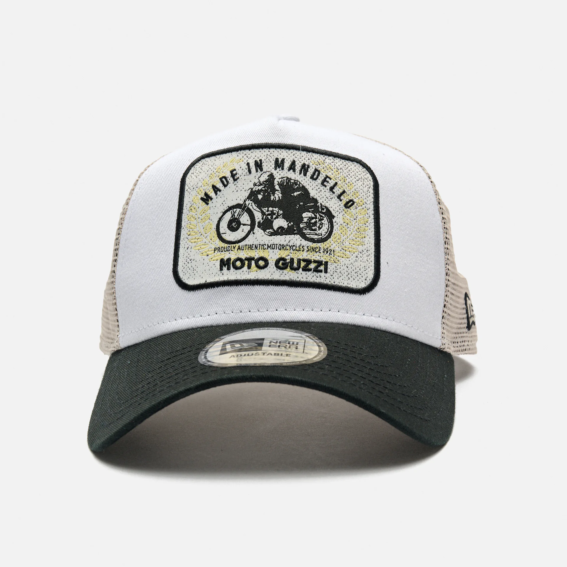 New Era Moto Guzzi Trucker Strapback Cap Stone 