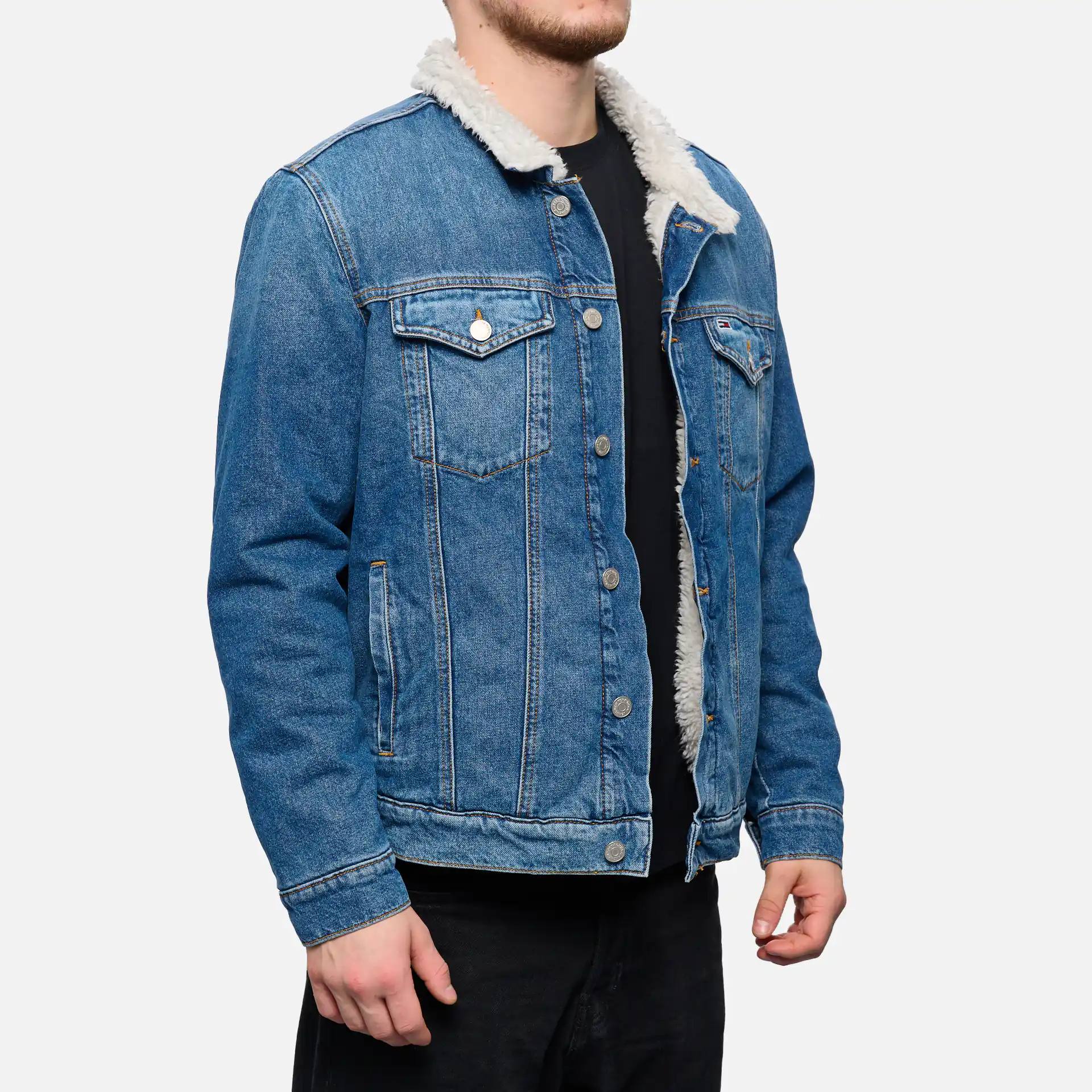 Tommy Jeans Sherpa Flag Jacket Denim Medium 