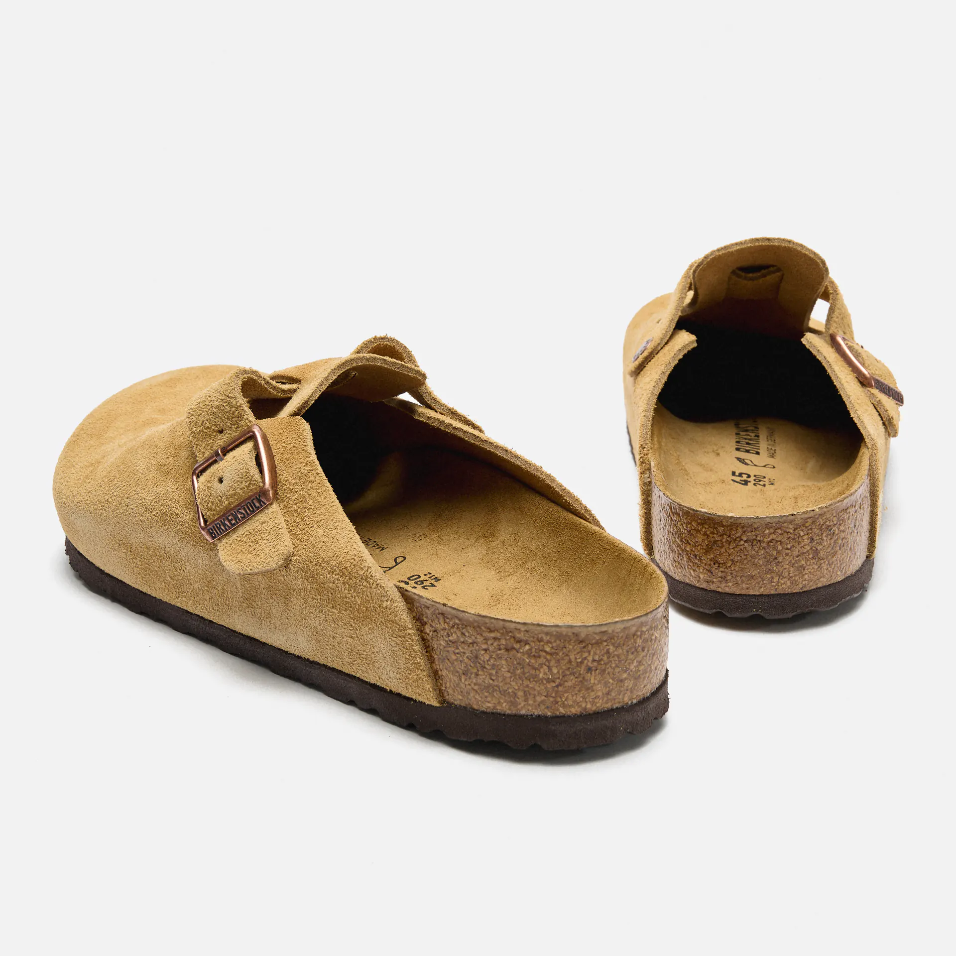 Birkenstock Boston Suede Leather Sandals Latte Cream