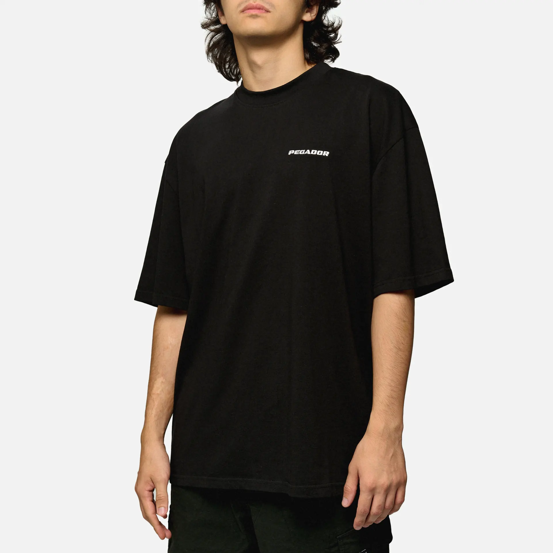 PEGADOR Logo Oversized T-Shirt Washed Black