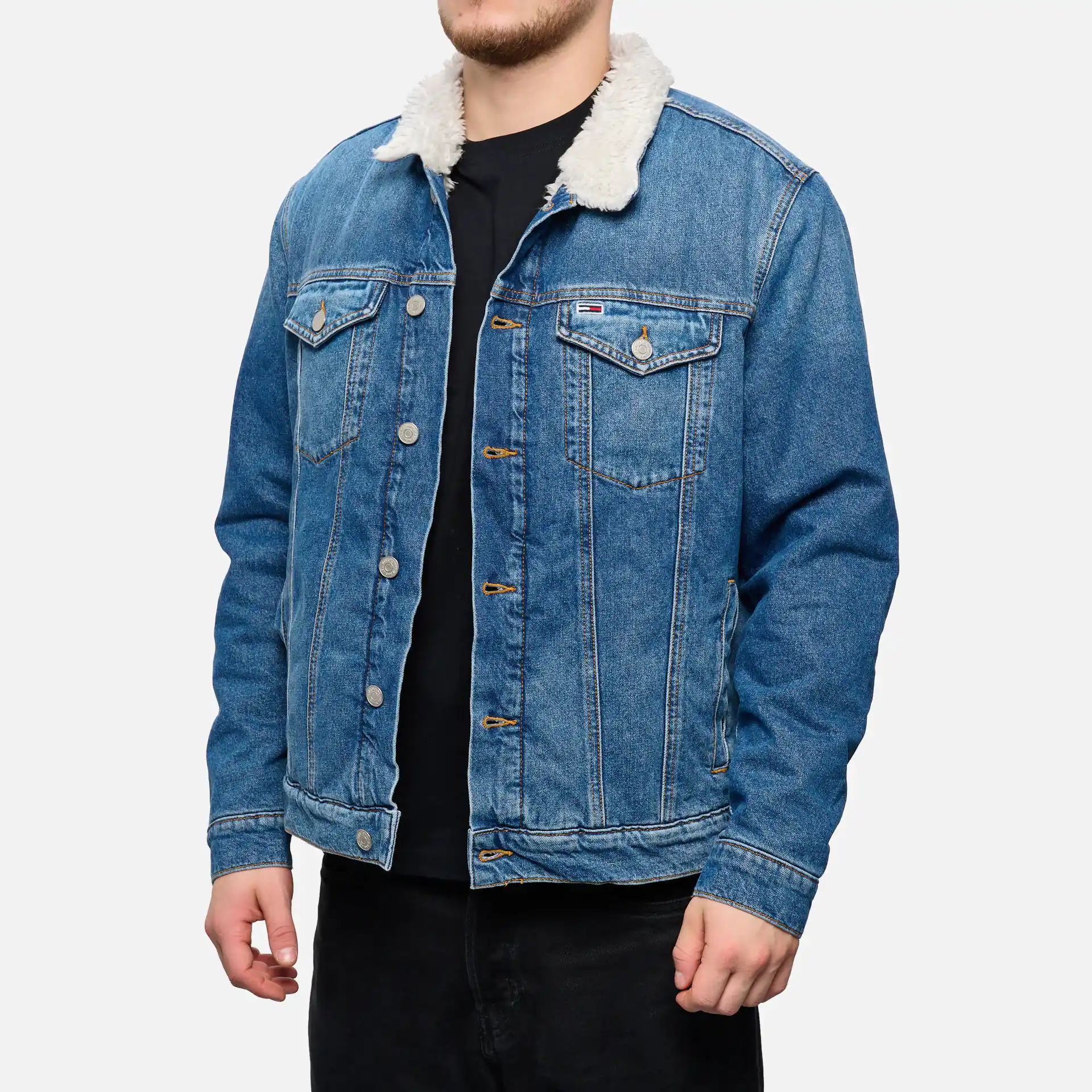 Tommy Jeans Sherpa Flag Jacket Denim Medium 