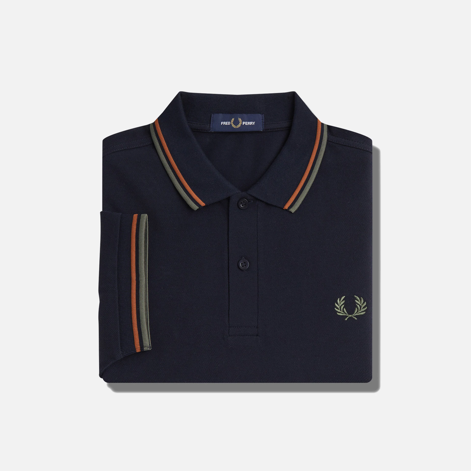 Fred Perry Twin Tipped Polo Shirt Navy/Nut Flake/Field Green