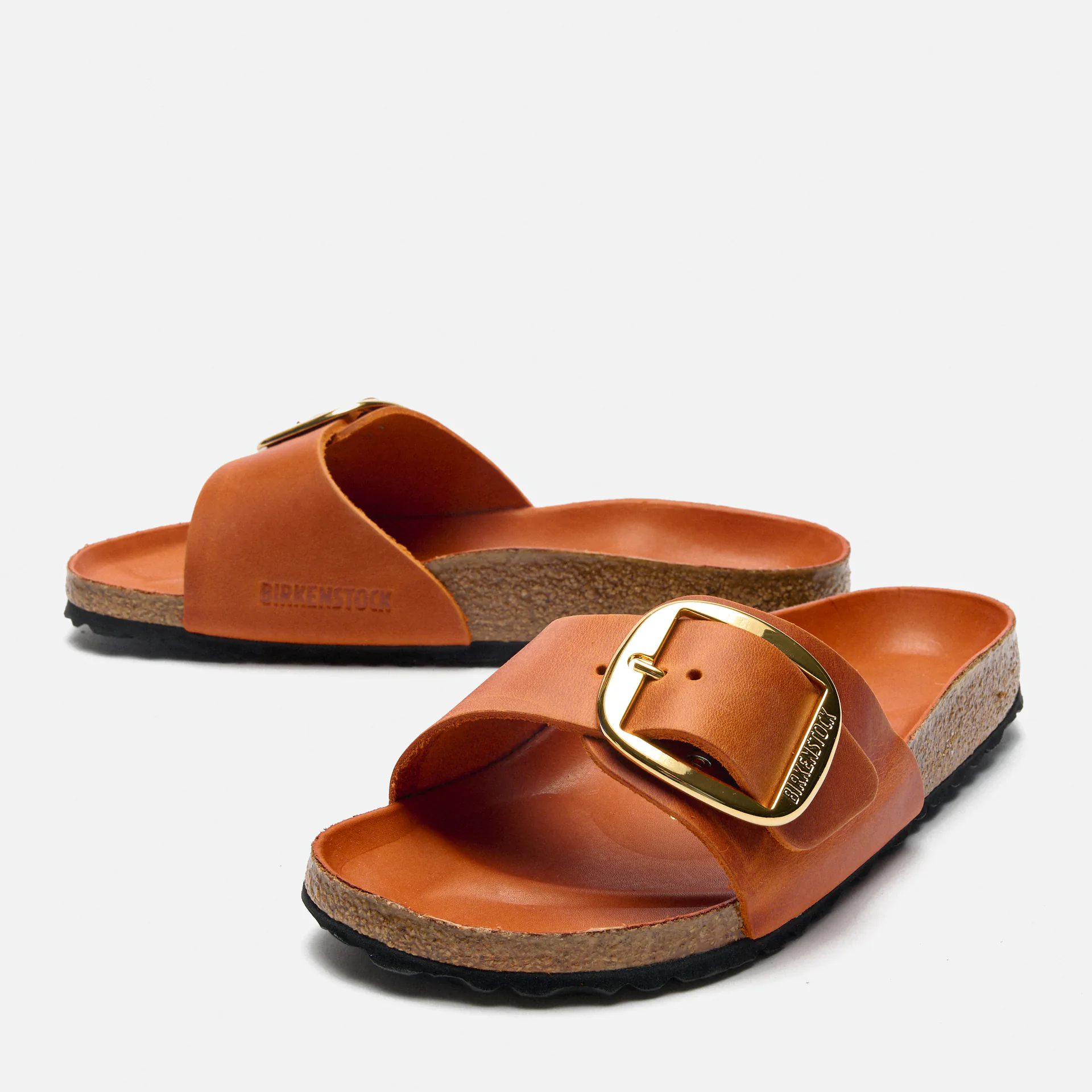 Birkenstock Madrid Big Buckle Oiled Leather Sandals Narrow Burnt Orange